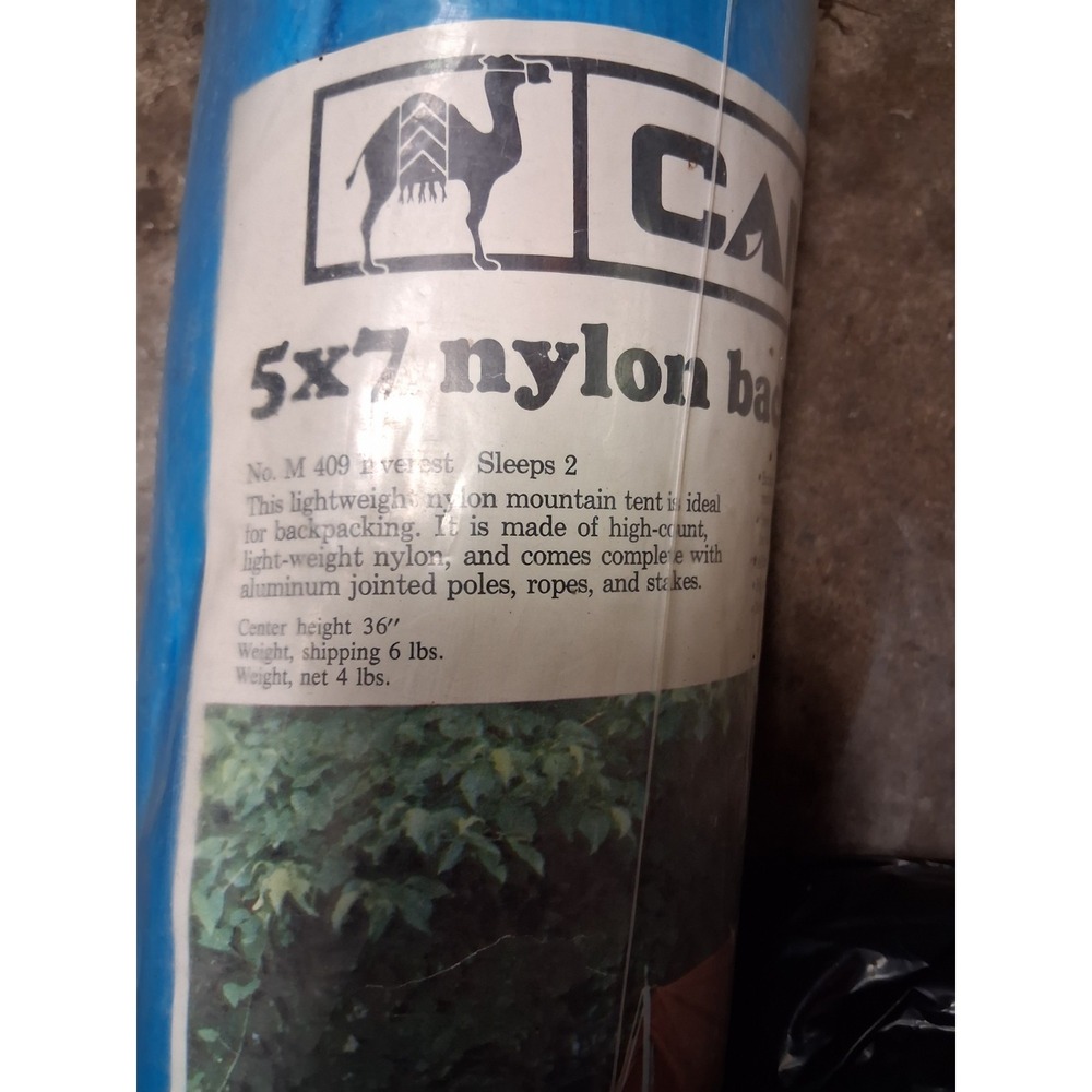 Camel 5x7 2 Person‎ Backpack Tent Vtg NOS Petty Blue